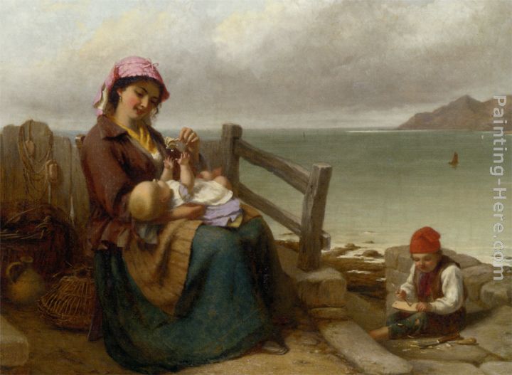 Mother and Child by the Seaside painting - Thomas Brooks Mother and Child by the Seaside art painting